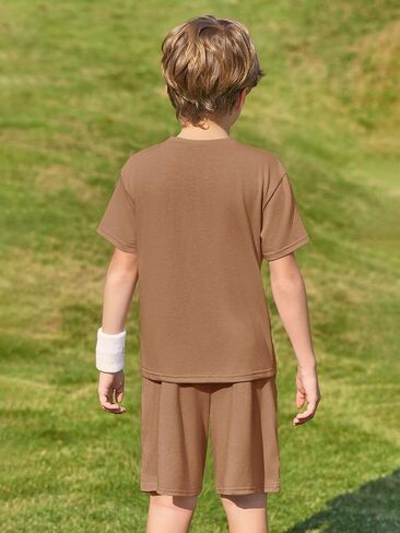 الأولاد Haloumoning tee and shorts tee tee stite childs 2 قطع الصيف مع جيب الصدر من 5 إلى 14 سنة in Saudi Arabia