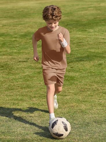 الأولاد Haloumoning tee and shorts tee tee stite childs 2 قطع الصيف مع جيب الصدر من 5 إلى 14 سنة in Saudi Arabia