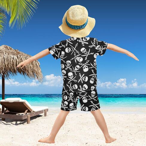 Visesunny Boys Hawaiian Button Down Down Swim Trunks 2 قطعة مجموعات الملابس الصيفية ل 3-10T أطفال طفل طفل رضيع in Saudi Arabia