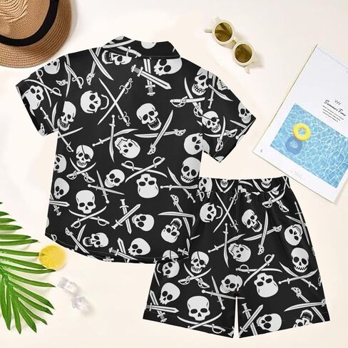 Visesunny Boys Hawaiian Button Down Down Swim Trunks 2 قطعة مجموعات الملابس الصيفية ل 3-10T أطفال طفل طفل رضيع in Saudi Arabia