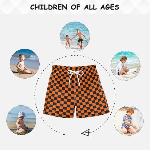 Boccsty Retro 80s 90s Pattern Boys Swim Trunks Baby Kids Swimwear Summer Toddler Beach Board Shorts Bathing Suit 2T-XL in Saudi Arabia