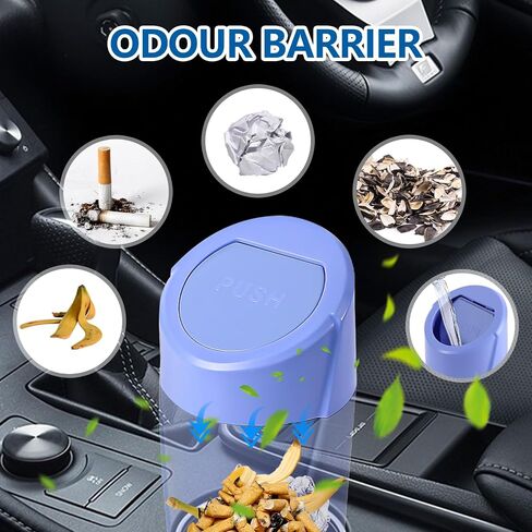 علبة Hovom Mini Car مع الغطاء ، وعلب القمامة المحمولة لحامل القمامة للسيارات ، حامل القمامة للسيارات ، مع 2 لفات من أكياس القمامة ، تخزين القمامة الصغيرة لمكتب السيارة المنزلي (الأسود) in Kuwait