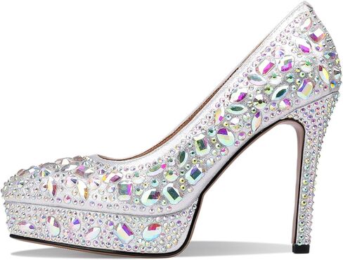 Platform Heels for Women Rhinestone Crystal Stiletto Closed Toe Pumps Comfortable Sexy Dressy Wedding Elegantes Wide Comfortable Tacones 4 Inch High Heels in Kuwait