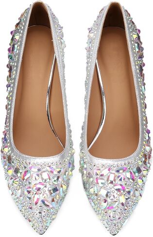 Platform Heels for Women Rhinestone Crystal Stiletto Closed Toe Pumps Comfortable Sexy Dressy Wedding Elegantes Wide Comfortable Tacones 4 Inch High Heels in Kuwait