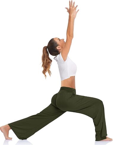 UEU Womens Wide Leg Yoga Pants High Waisted Adjustable Tie Knot Joggers Casual Loose Plus Size Lounge Sweatpants with Pockets in Saudi Arabia