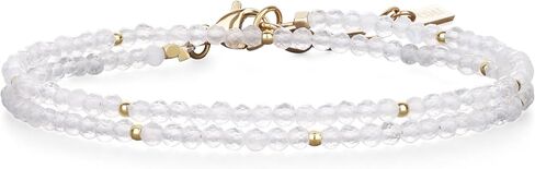 COAI Women's Crystal Bracelet, Adjustable Double Layered Faceted Gemstone Beaded Bracelet for Women 3mm in Saudi Arabia