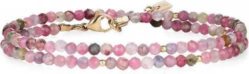 COAI Women's Crystal Bracelet, Adjustable Double Layered Faceted Gemstone Beaded Bracelet for Women 3mm in Saudi Arabia
