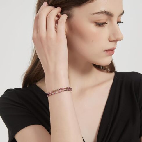 COAI Women's Crystal Bracelet, Adjustable Double Layered Faceted Gemstone Beaded Bracelet for Women 3mm in Saudi Arabia