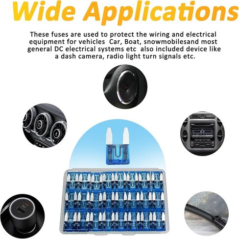 50pcs mini blade الصمامات ، 15A minifuse ، فتيل شفرة ATM ATM ATM ، Fusibles Automotive Car Minifuses تشكيلة ، مؤ عام Mini-Poat ، مجموعة ATM APM للسيارة/RV/Truck/Motorcy (15A) in Kuwait