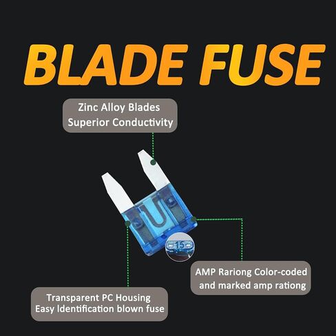 50pcs mini blade الصمامات ، 15A minifuse ، فتيل شفرة ATM ATM ATM ، Fusibles Automotive Car Minifuses تشكيلة ، مؤ عام Mini-Poat ، مجموعة ATM APM للسيارة/RV/Truck/Motorcy (15A) in Kuwait
