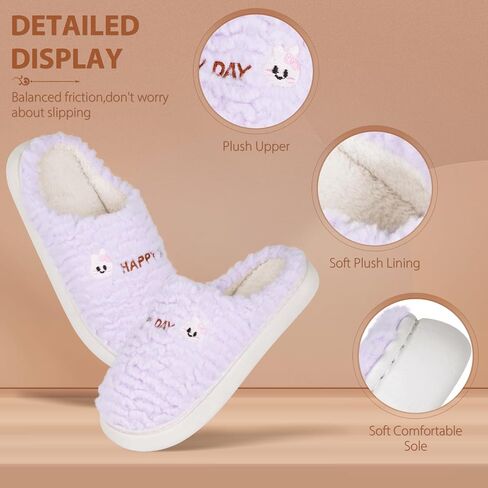 Slippers for Women-Fuzzy Memory Foam Slippers Soft Lightweight Warm Slip On House Slippers,Anti-Skid Cozy Plush for Indoor Outdoor Slipper in Saudi Arabia