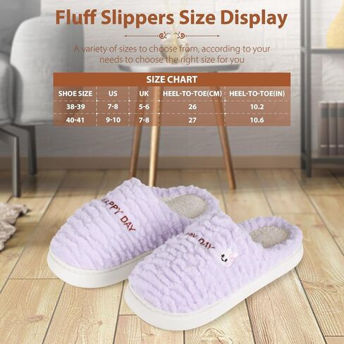 Slippers for Women-Fuzzy Memory Foam Slippers Soft Lightweight Warm Slip On House Slippers,Anti-Skid Cozy Plush for Indoor Outdoor Slipper in Saudi Arabia