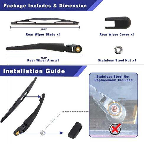 مجموعة شفرات ذراع ممسحة الزجاج الأمامي الخلفية متوافقة مع 2014-2020 Nissan Rogue، 2017-2020 Nissan Rogue Sport، 2013-2020 Nissan Pathfinder ممسحة النافذة الخلفية، استبدال 287803JA0A in Kuwait