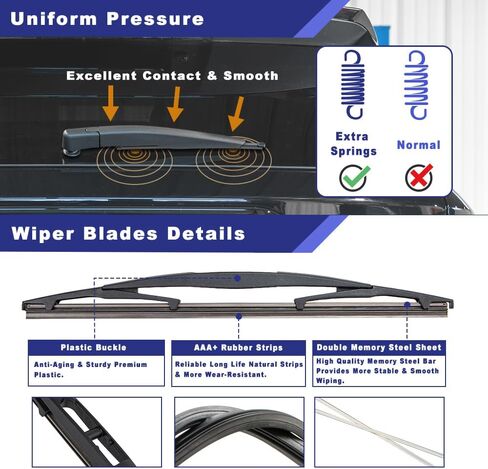 مجموعة شفرات ذراع ممسحة الزجاج الأمامي الخلفية متوافقة مع 2014-2020 Nissan Rogue، 2017-2020 Nissan Rogue Sport، 2013-2020 Nissan Pathfinder ممسحة النافذة الخلفية، استبدال 287803JA0A in Kuwait