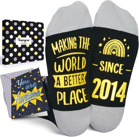 HAPPYPOP 11-12 Year Old Birthday Socks - 2014 2015 Birthday Gifts for Tween Boys Girls with Greeting Card in Saudi Arabia