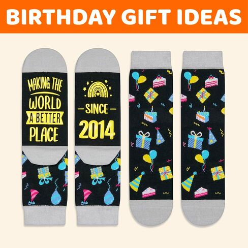 HAPPYPOP 11-12 Year Old Birthday Socks - 2014 2015 Birthday Gifts for Tween Boys Girls with Greeting Card in Saudi Arabia