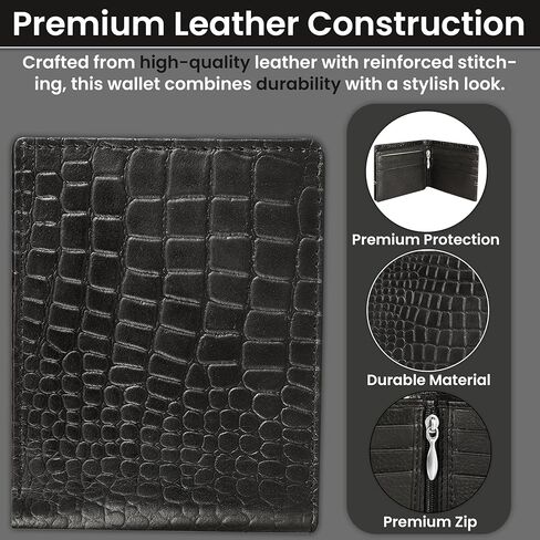 Men’s Leather Wallet – RFID Blocking Bifold Wallet for Men, Slim & Stylish with 15 Card Slots, ID Window & Extra Capacity Billfold, Gift Box Included – Brown, Gift for Him in Kuwait