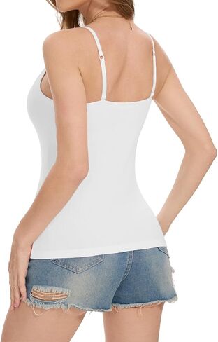 Womens Camisole Tank with Built in Bra Ribbed Camisole Tops Spaghetti Straps Tank Tops in Saudi Arabia