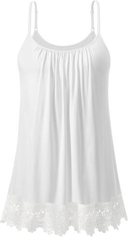 Womens Camisoles with Built in Bras Lace Camisole Tank Tops Adjustable Spaghetti Strap Tank Tops in Saudi Arabia