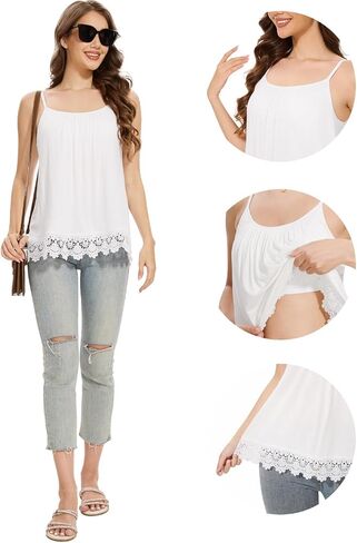 Womens Camisoles with Built in Bras Lace Camisole Tank Tops Adjustable Spaghetti Strap Tank Tops in Saudi Arabia