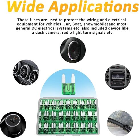 50pcs mini blade الصمامات ، 15A minifuse ، فتيل شفرة ATM ATM ATM ، Fusibles Automotive Car Minifuses تشكيلة ، مؤ عام Mini-Poat ، مجموعة ATM APM للسيارة/RV/Truck/Motorcy (15A) in Kuwait