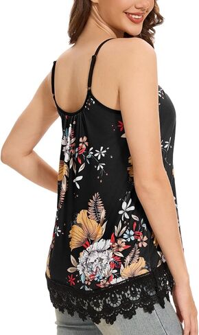 Womens Camisoles with Built in Bras Lace Camisole Tank Tops Adjustable Spaghetti Strap Tank Tops in Kuwait