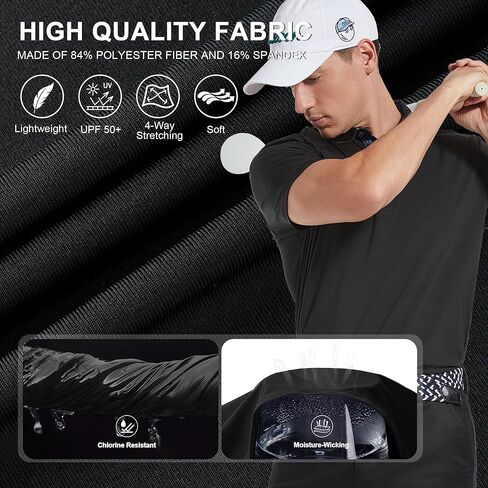 رجال الجولف بولو قميص الرطوبة فاقة الجافة Fit Performance Sport Pin مخططة قصيرة الأكمام قمصان الجولف للرجال in Kuwait