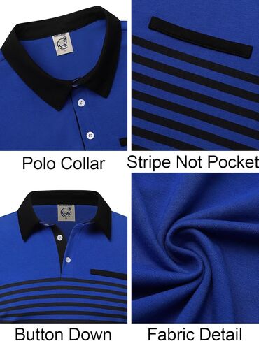 Hardaddy Men's Striped Polo Shirt Short Sleeve Casual Color Block Graphic Tee Collared Golf Shirts for Men in Saudi Arabia