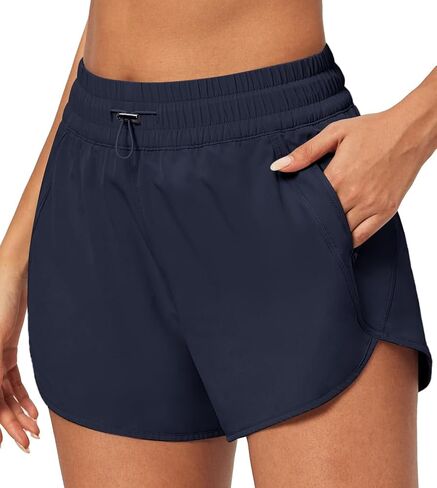 IUGA Stretchy Running Shorts for Women with Liner Quick Dry High Waisted Athletic Shorts Dolphin Workout Shorts with Pockets in Saudi Arabia