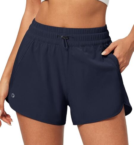 IUGA Stretchy Running Shorts for Women with Liner Quick Dry High Waisted Athletic Shorts Dolphin Workout Shorts with Pockets in Saudi Arabia