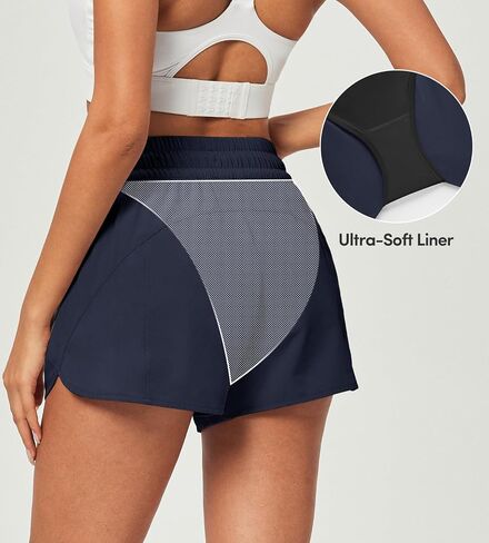 IUGA Stretchy Running Shorts for Women with Liner Quick Dry High Waisted Athletic Shorts Dolphin Workout Shorts with Pockets in Saudi Arabia