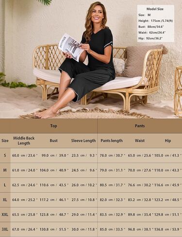 Marvmys Womens 2 Pack Pajama Sets Short Sleeve Pajamas Tops and Capri Pants Pjs Print Lounge Sets with Pockets S-3XL in Saudi Arabia