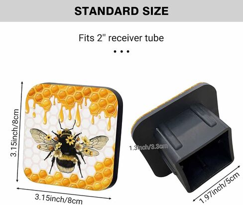 Swono 2 inch Auto Hitch Cap Bees in The Hive Pattern Rubber Trailer Hitch Receiver Cap（1Pack） in Saudi Arabia