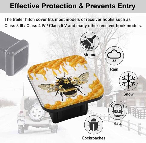 Swono 2 inch Auto Hitch Cap Bees in The Hive Pattern Rubber Trailer Hitch Receiver Cap（1Pack） in Saudi Arabia