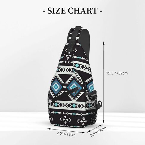 Aztec Geometric Pattern Sling Bag Southwest Native American Ethnic Tribal Striped Crossbody Backpack Navajo Print Chest Shoulder Bag Casual Gym Sports Travel Hiking Daypack for Women Men in Kuwait