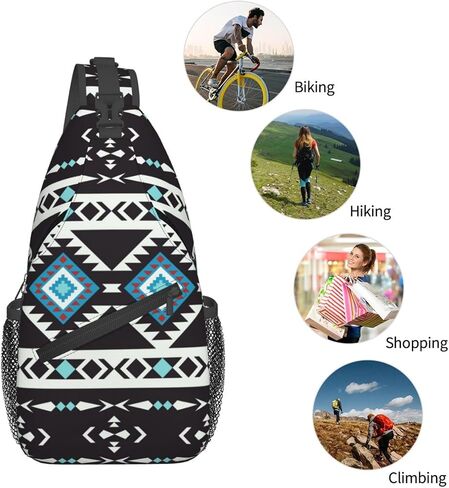 Aztec Geometric Pattern Sling Bag Southwest Native American Ethnic Tribal Striped Crossbody Backpack Navajo Print Chest Shoulder Bag Casual Gym Sports Travel Hiking Daypack for Women Men in Kuwait
