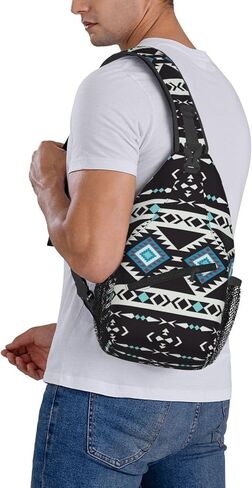 Aztec Geometric Pattern Sling Bag Southwest Native American Ethnic Tribal Striped Crossbody Backpack Navajo Print Chest Shoulder Bag Casual Gym Sports Travel Hiking Daypack for Women Men in Kuwait