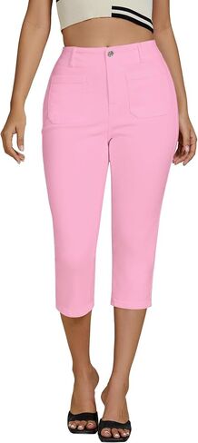 luvamia Capris Jeans for Women Trendy High Waisted Patch Pocket Casual Summer Cropped Stretchy Denim Skinny Capri Pants in Saudi Arabia