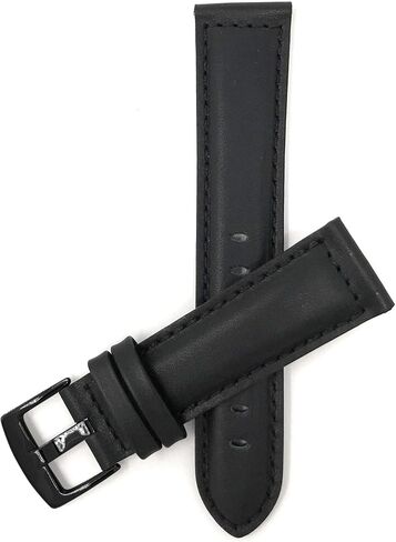 Bandini Mens XL Extra Long Leather Watch Band or Regular Strap, Classic or Buffalo Pattern - 4 Colors, With or Without Stitch - 18mm 20mm 22mm 24mm 26mm 28mm 30mm Leather Watch Band for Men in Kuwait