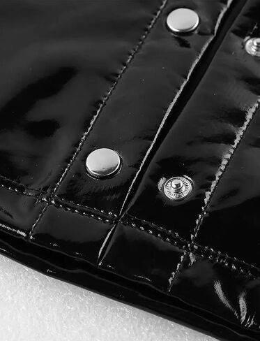 Panegy Men's Liquid Shiny Leather Shirt Jacket Slim Fit Wetlook Party Nightout Club 70s/80s Disco Blouse Tshirt in Kuwait