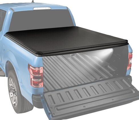 Carmocar Soft Roll Up Tonneau Cover بديل لـ Ford 1999-2024 F250 F350 F450 Super Duty 8ft 6ft Backic Pickup Sper مع ضوء LED in Kuwait