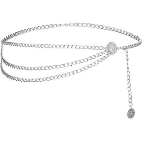 Waist Chain for Women, Adjustable Multilayer Metal Waist Chain Belt Body Link Belts Elegant Jewelry Accessories Body Decorate for Dresses Jeans Trouser