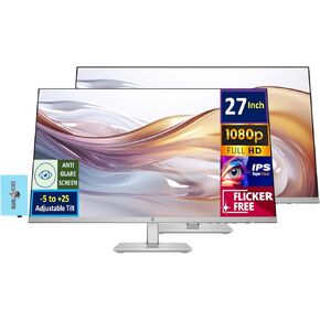 شاشة HP 27 بوصة FHD IPS (1920x1080) لضبط الارتفاع (تستبدل حزمة M27h) مع Docztorm Dock، 2x HDMI، VGA، إطار صغير الحواف ثلاثي الجوانب، مثالي للمنزل والأعمال، أسود/فضي (أحدث طراز 2024) (عبوتان )