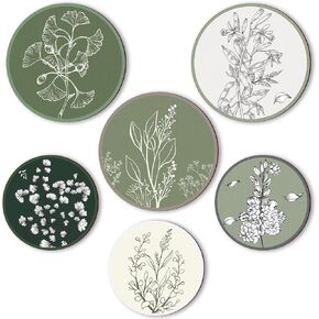 Barydat 6 قطع بوهو النبات جدار الفن طباعة مجموعة بوهو خشبية جدار الطباعة محايدة خمر جدار ديكور الحد الأدنى شنقا الفن جدار ديكور مزرعة غرفة نوم غرفة المعيشة مكتب (دائري) in Kuwait