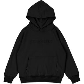 Flygo Unisex Girls Boys Embossed Pullover Hoodie Kids Basic Long Sleeve Soft Sweatshirt with Pockets
