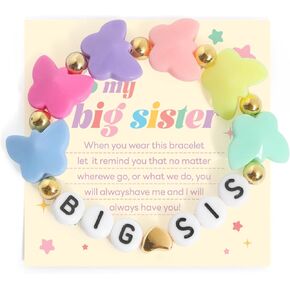 Big Sister Bracelets, Heart Charm Beads Stackable Bracelet Surfer Stretch Accessories Jewelry Gift for Big Sis in Saudi Arabia