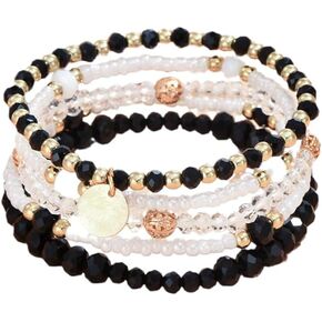 Fuqimanman2020 5Pcs Boho Crystal Beaded Stackable Stretch Bracelets for Women Colorful Multilayered Rice Beaded Adjustable Bracelet Set Summer Beach Bohemian Jewelry Gift
