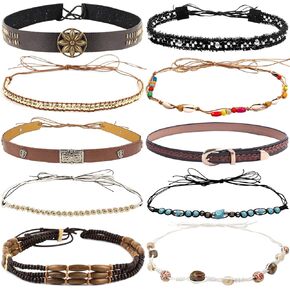 10 PCS Cowboy Hat Bands for Men Women, Leather Hatbands Belt for Cowboy/Western/Fedora/Cowgirl/Straw Hats