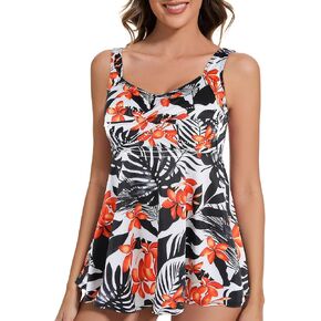 Joyshaper Women's Bread في Tankini Top Top فقط قمم الصخور الفضفاضة الخامس للسباحة الرقبة