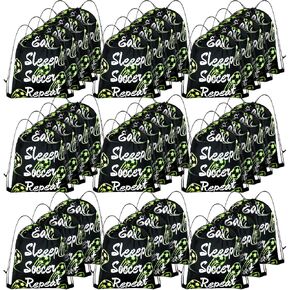 32 Pcs Football Drawstring Bags,Football Drawstring Backpack Bulk,13x16.6 Inch Sports Party Favor Gift Bags,Lightweight Polyester Goodie Bag for Sports Gym Travel Party Supplies